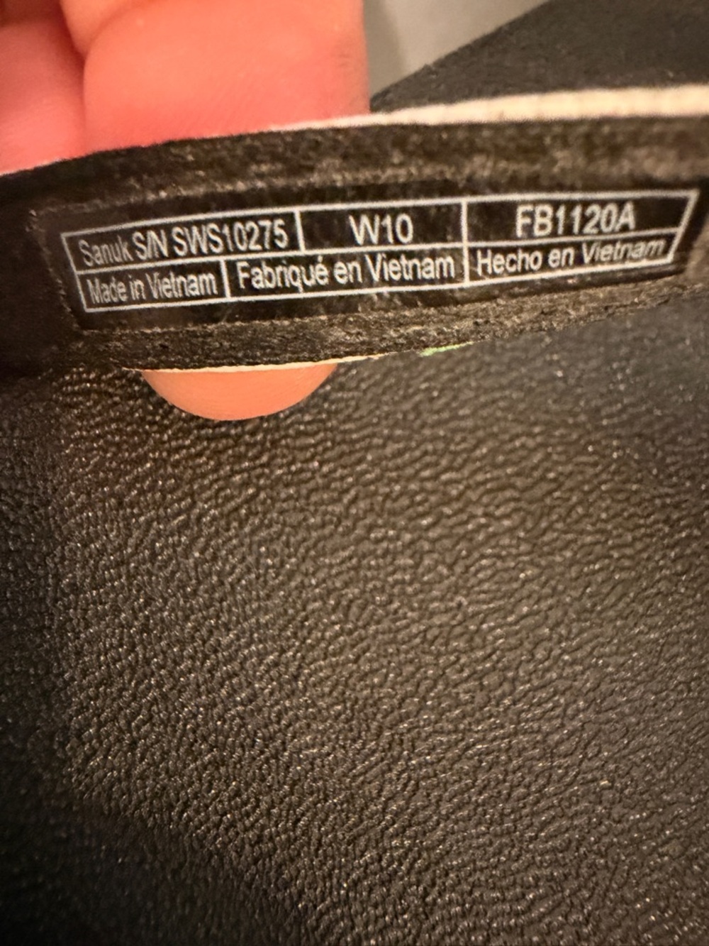 Sanuk White and Black Flip Flop with Green Logo Tab - Picture 5 of 5